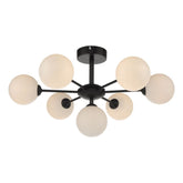 Cohen 7 Light Semi Flush Matt Black Opal Glass Dar Lighting COH3422-02